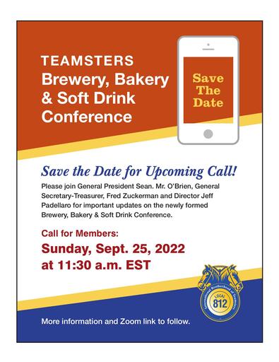 Brewery,Bakery & Soft Drink Call Sept. 2022