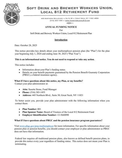 2025 Annual Funding Notice PY 7-1-24 to 6-30-25