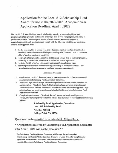 812 Scholarship Application 2022-23