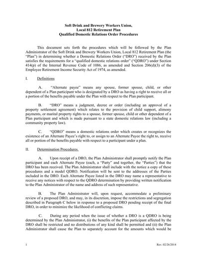 QDRO Procedures Rev 02 26 2014