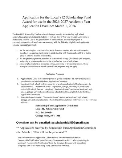 Local 812 Schol app 2026-27